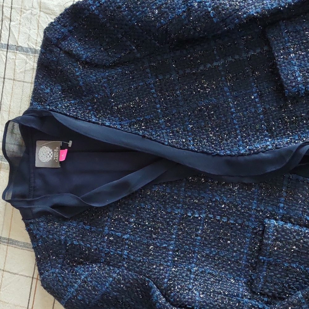 Vince Camuto embellished tweed ruffle jacket